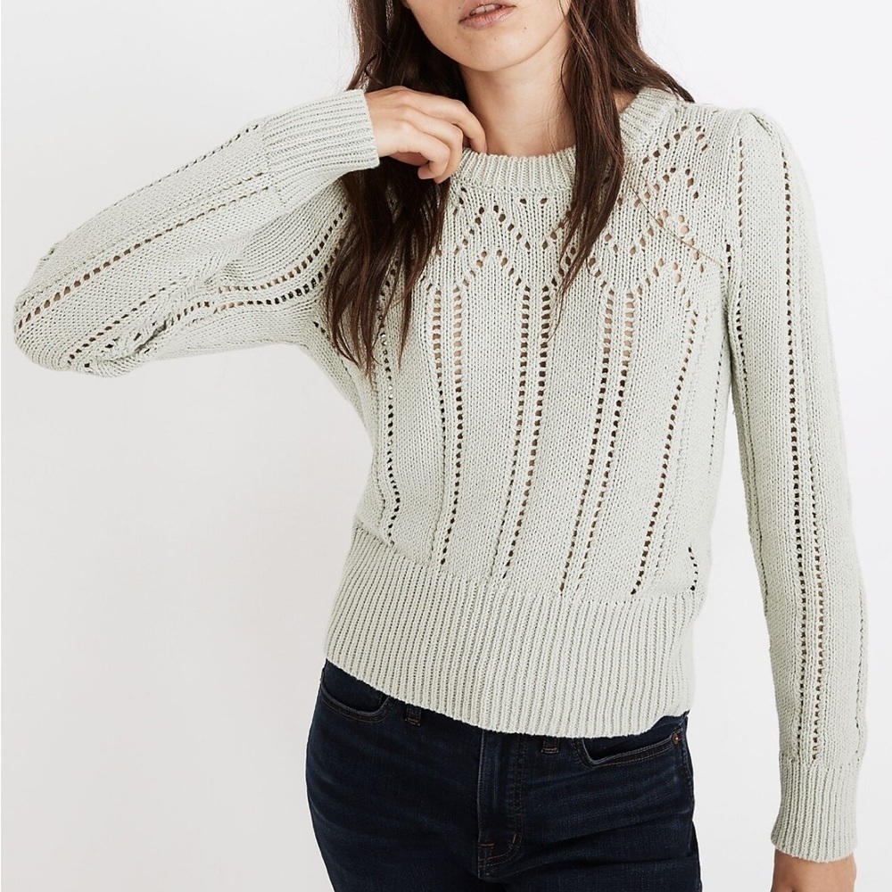 Madewell Pointelle Puff-Sleeve Sweater